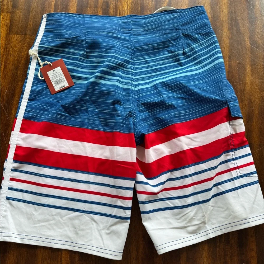 Men's Blue & Red Stripe Swim Trunks Mossimo size 32